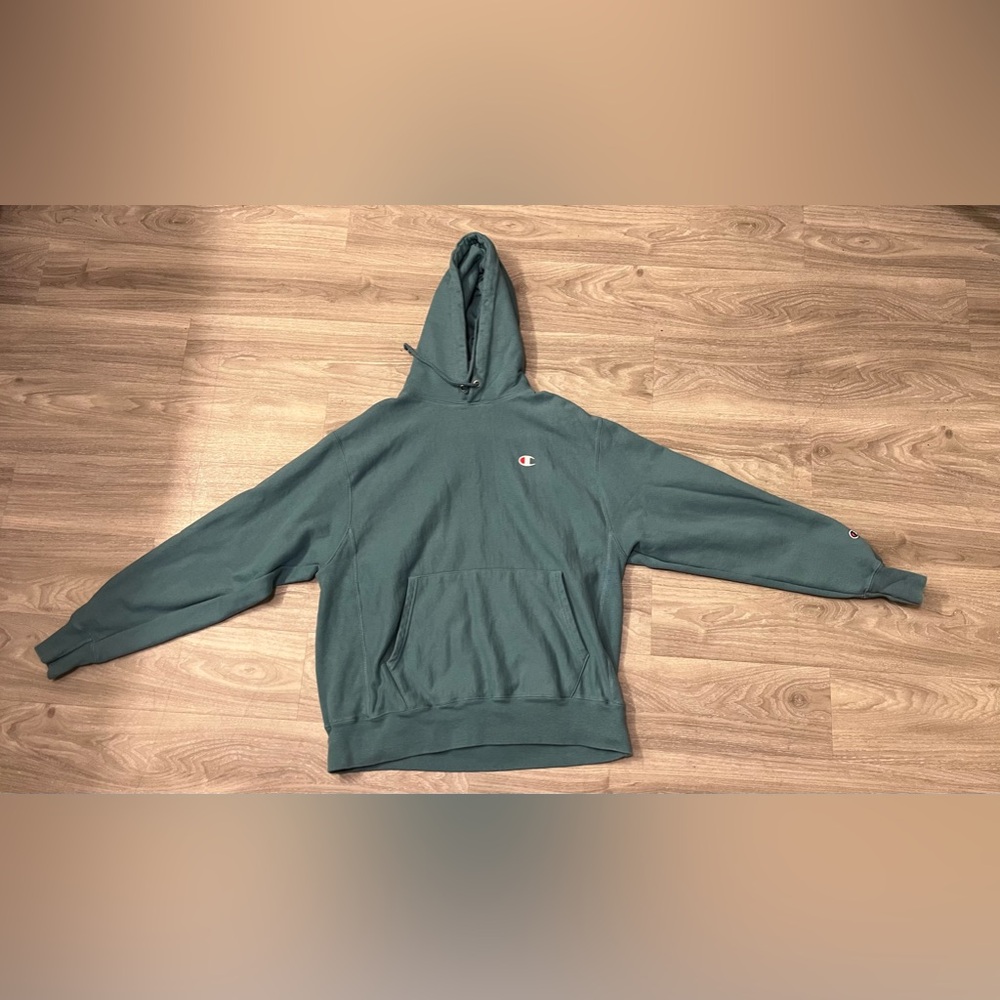 Champion Reverse Weave Hoodie, Size Large (L), Color: Ocean Blue (Rare Find)